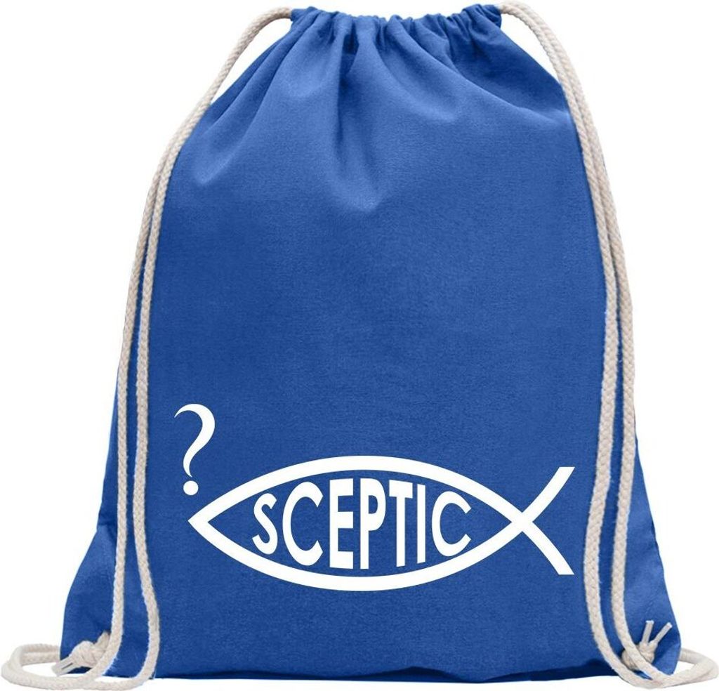 Kiwistar - Turnbeutel - royal - Sceptic Fisch - Fun Rucksack Sport Beutel Gymsack Baumwolle mit Ziehgurt