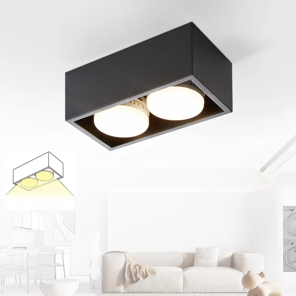 Offerta Plafoniera ZMH Nera 2 Luci LED GX53 - Faretti Soffitto Regolabili