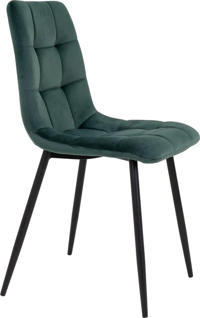 Chaise de salle à manger confortable Middelfart velours vert foncé