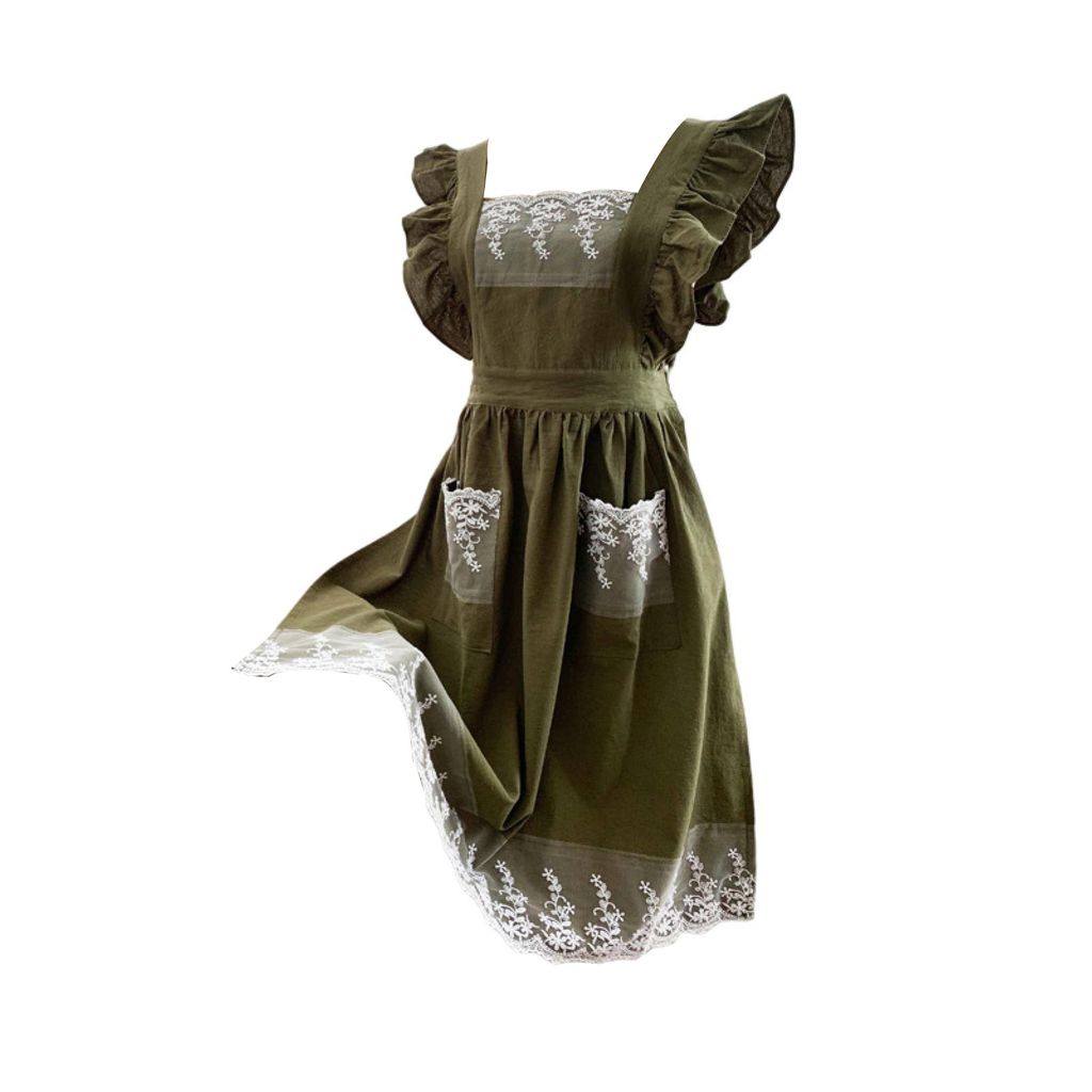 Küchenschürze, verstellbare Träger, ärmellos, zwei Taschen, Taillenband, japanischer Stil, Esszimmerschürze, Damen-Spitzenschürze, täglicher...