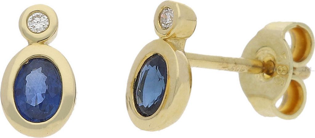 JuwelmaLux Ohrstecker 585 Gold Saphir & Brillanten JL30-06-1537