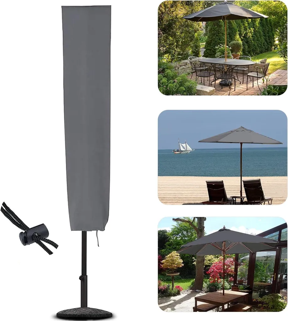 Protection Parasol de Jardin 190 cm pour Terrasse et Balcon - Gris