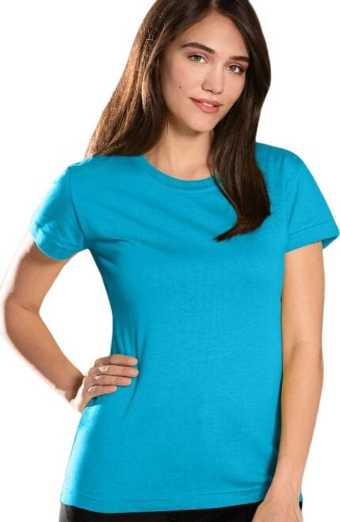 Sommer-T-Shirt für Frauen, 100% Baumwolle, unbedruckt, einfarbig, 145g/m2, Farbe türkis, Größe 2XL