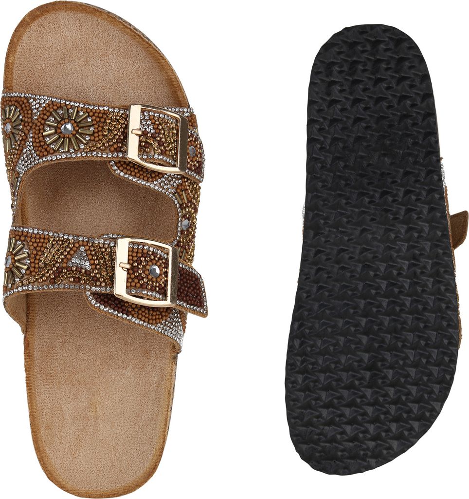 VAN HILL Damen Pantoletten Sandalen Bequeme Strass Produktbild 3
