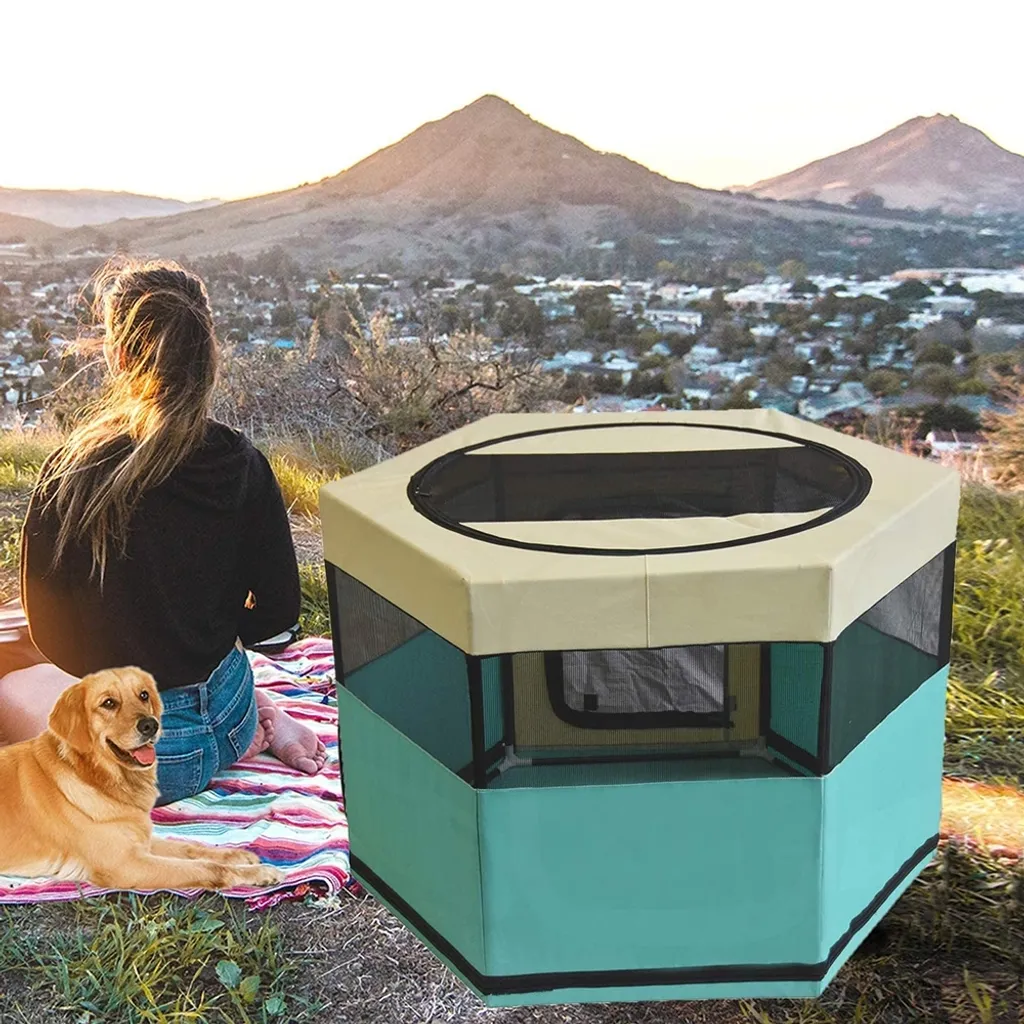 Parc pour chiots modulable 90x90x61cm - Solution d'éducation turquoise
