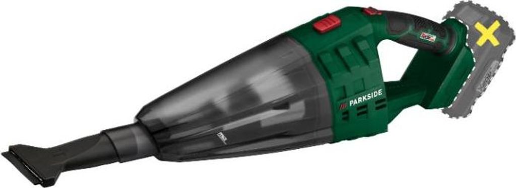A cordless handheld vacuum cleaner with a floor nozzle attachment, shown against a white background.