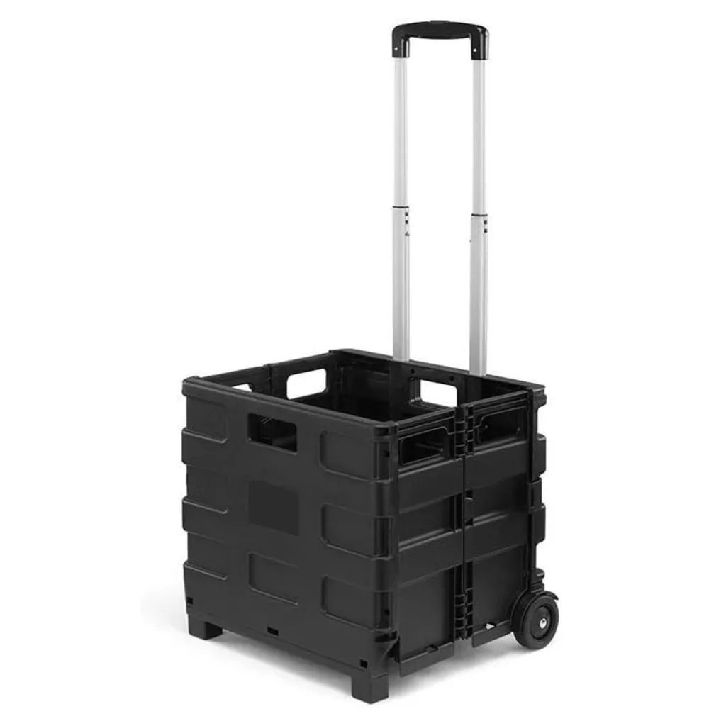 Caddie de course pliable 2 trous roues - Chariot polyvalent noir 20kg