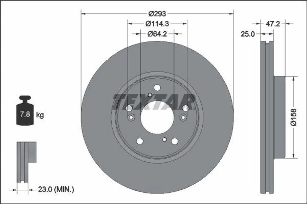 Disque de frein TEXTAR pour remplacer la pièce usée de Honda HR-V