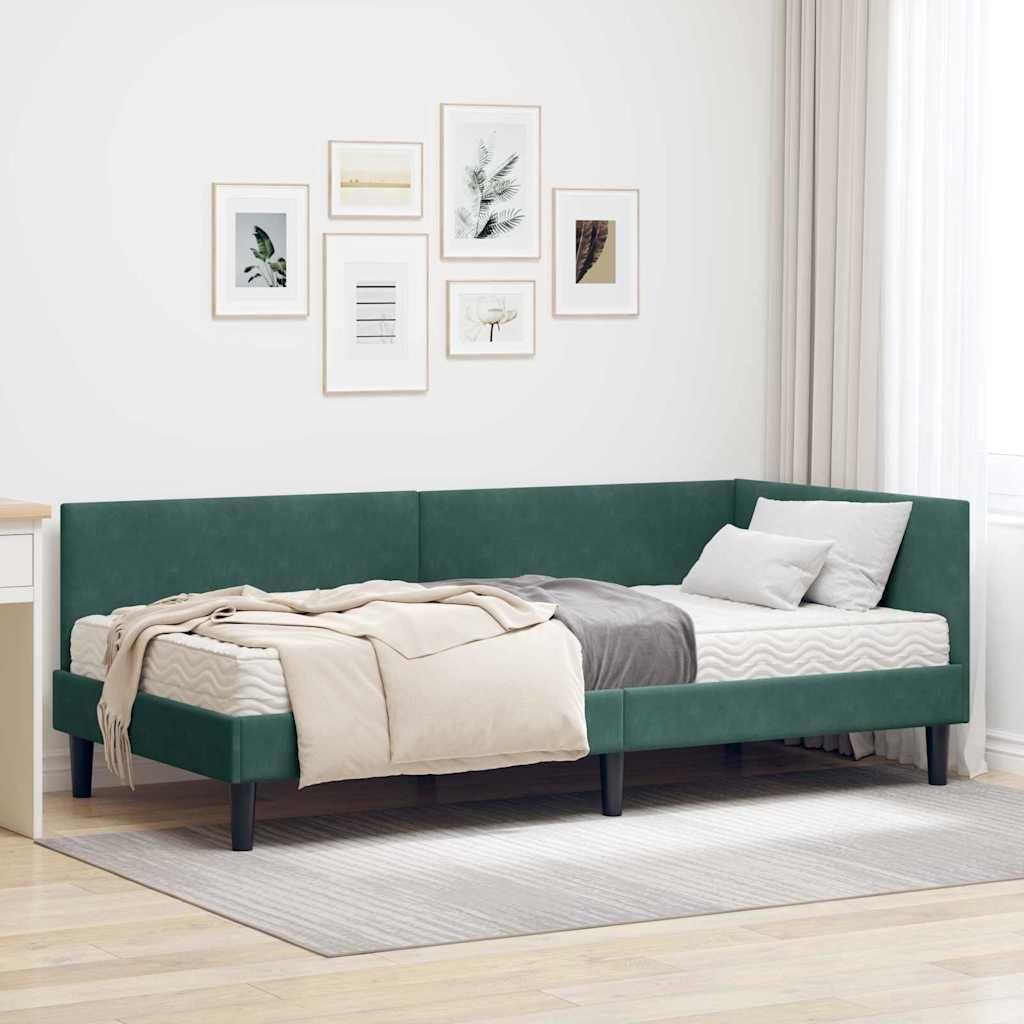 Maison Exclusive - Eckbettgestell mit Matratze Sonstiges 2 pcs Grün Samt