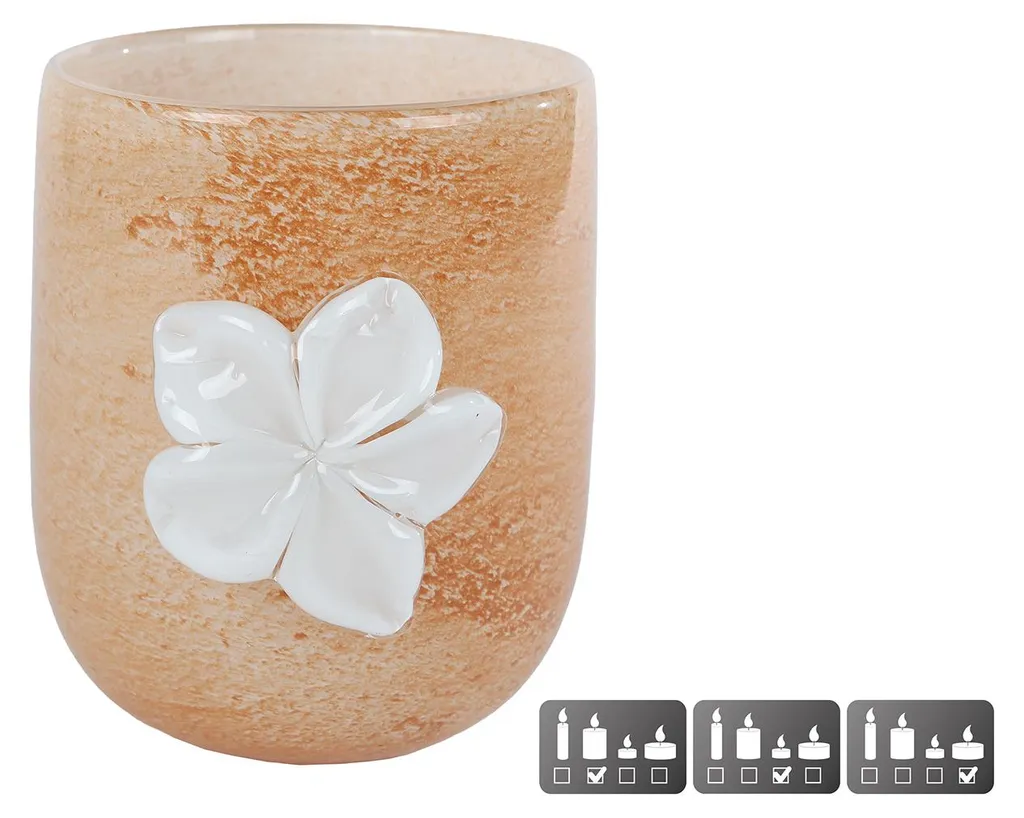 Vase en verre Van Manen Fleur terra-blanc décoratif 12 x 12 x 14,5 cm