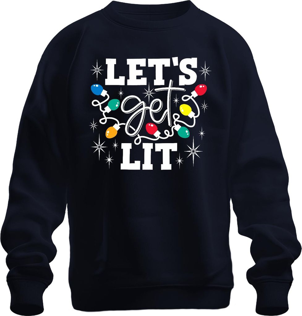 Let's Get Lit Weihnachten Lichterkette Weihnachtsfeier Party Uni Sweatshirt Pullover, Navy, L