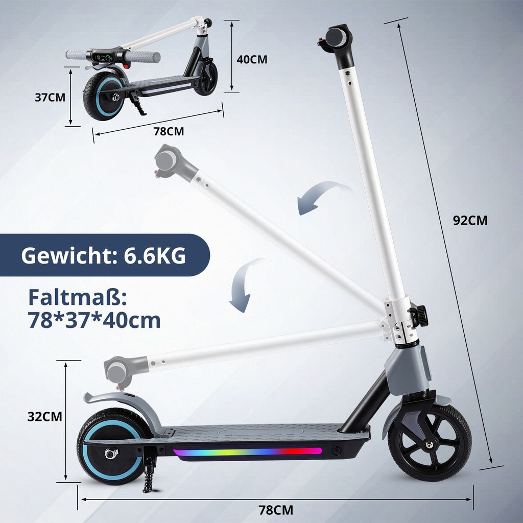 RYITGO E-Scooter »Elektroscooter Kinder«, 12,00 Km/h, Elektro Scooter