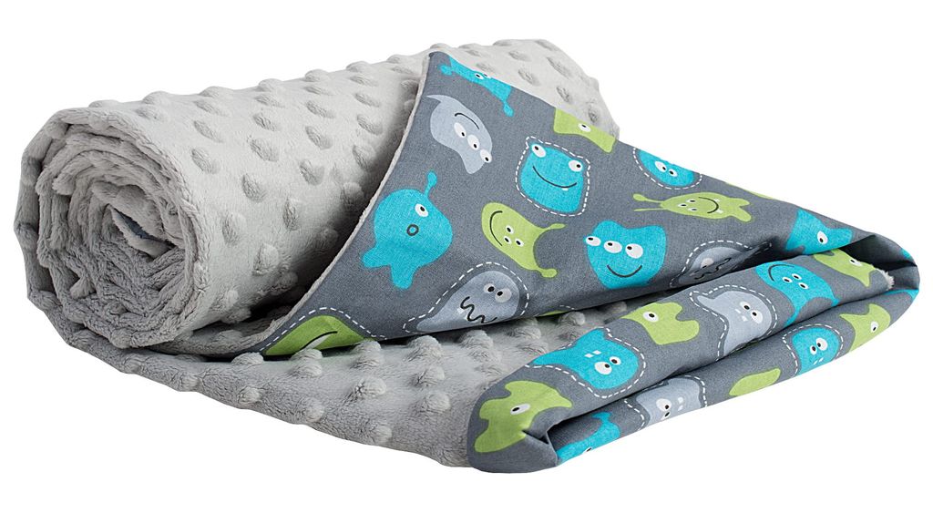 Babydecke für babys Baumwolle, 75x100, Kreaturen mit grauem Minky