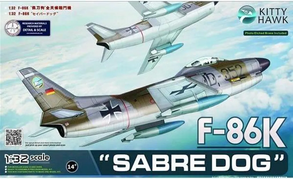 Maquette F-86K Sabre Dog Kitty Hawk KH32008 : kit ultra détaillé 1/32