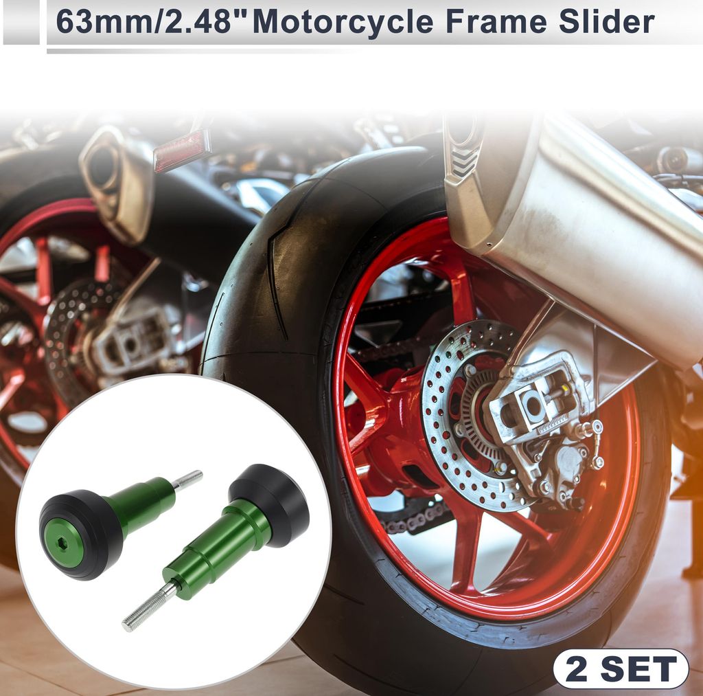 1.1" Motorrad Slider Rahmen Aluminiumlegierung Kunststoff Rad Verkleidung Schutz Crash Pad Schutzblech 2.48" 4.53" 2Stk Schrauben 4Stk Unterlegsche...