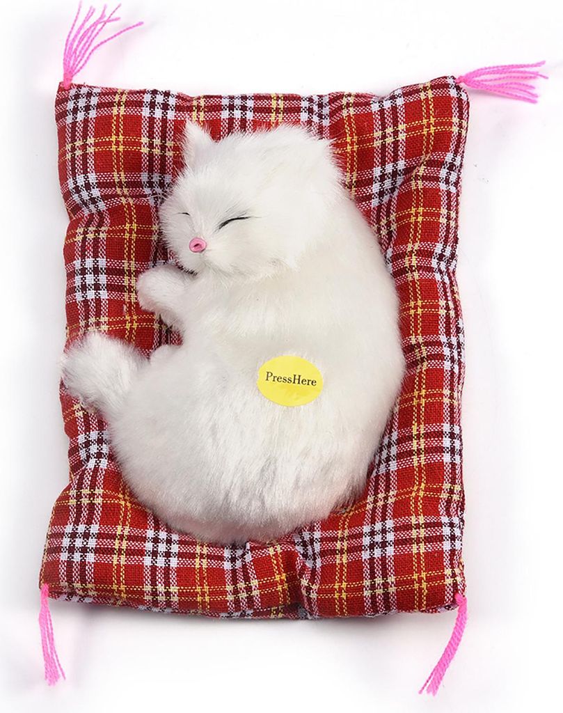 Sleeping Kid Simulation Cat Plush Sound Spielzeug Stoffed Doll Home Dekoration (weiß)