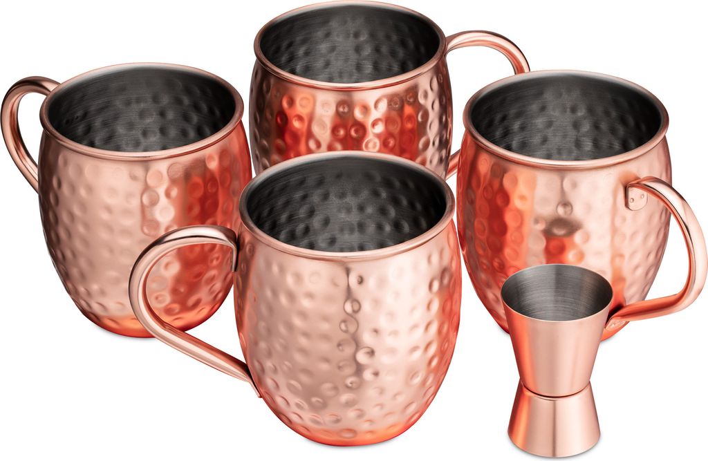 Navaris Moscow Mule Set 5 teilig - 4x Kupferbecher und 1x Produktbild 5
