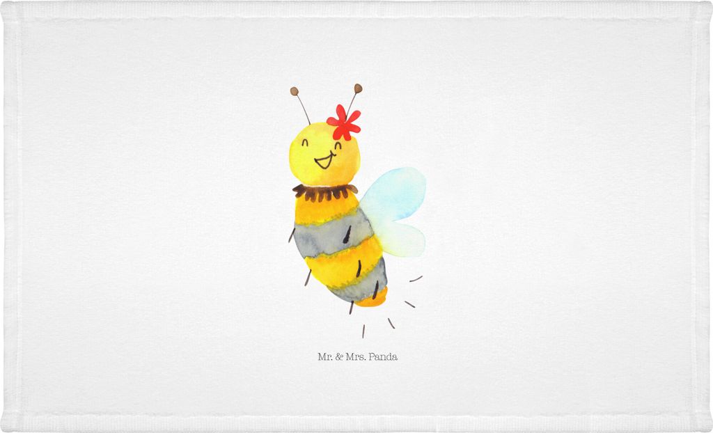 Mr. & Mrs. Panda Handtuch Biene Blume - Weiß - Geschenk, Flauschtuch, kleines, 100x50, Frotteehandtuch, Hummel, gesichtshandtuch