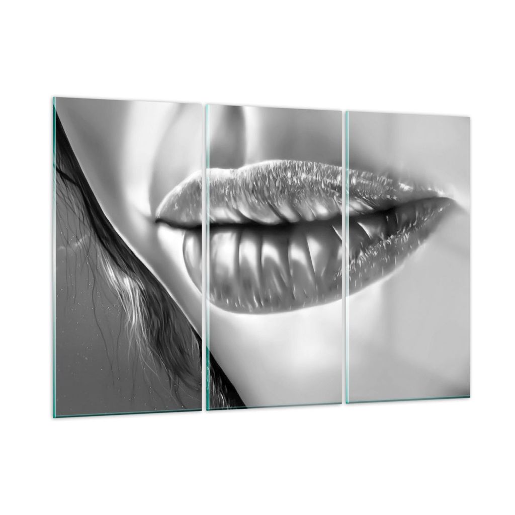 Bilder auf glas - Lippen Gesicht weiblich Lippenstift - 165x110cm - Glasbilder - Wandbilder - Kunstdruck - Wanddekoration aus Glas - Glas Bilder - ...