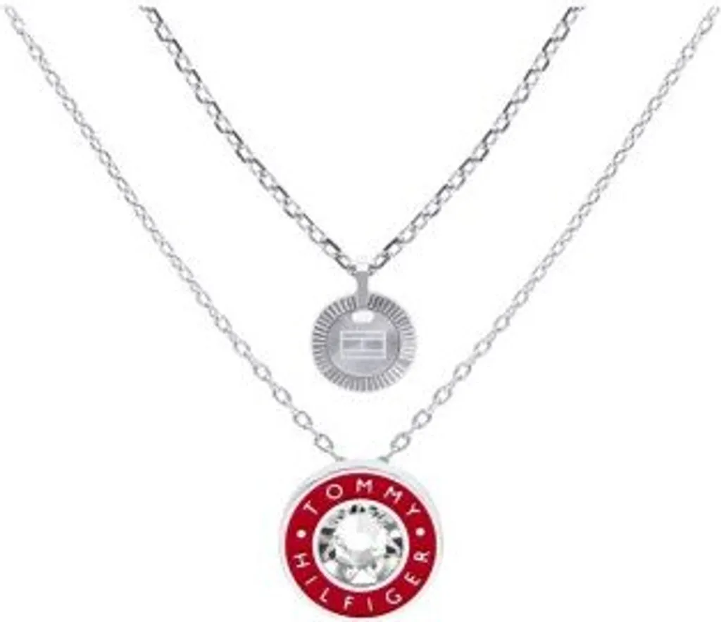 Collier double chaîne pour femme en acier avec cristal chic et moderne