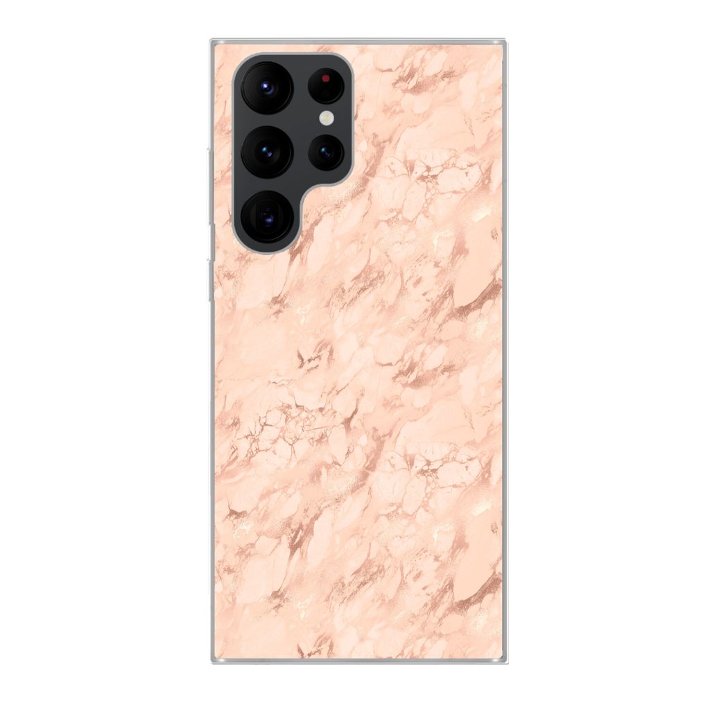 MuchoWow Handyhülle Schutzhülle Hülle für Samsung Galaxy S22 Ultra Marmor - Roségold - Muster - Luxus Silikon Softcase Handy Hülle - Abbildung