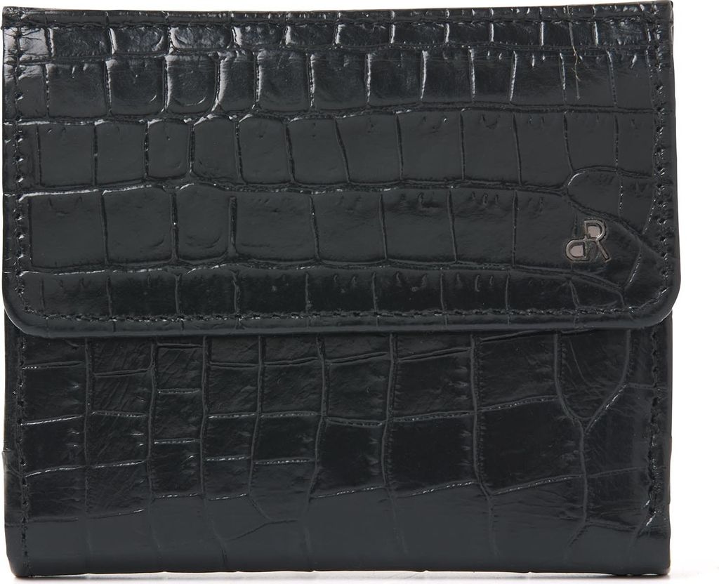 dR Amsterdam Ledergeldbörse Damen klein mit RFID-Schutz | Kompakte Damengeldbörseund Kartenhalter | Croco - 25535 Black