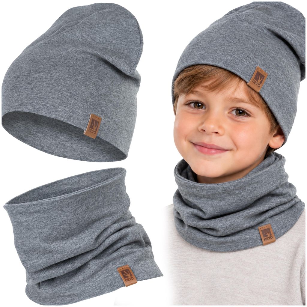 Kinder Set Beanie Mütze Schlauchschal Baumwolle Rundschal Produktbild 