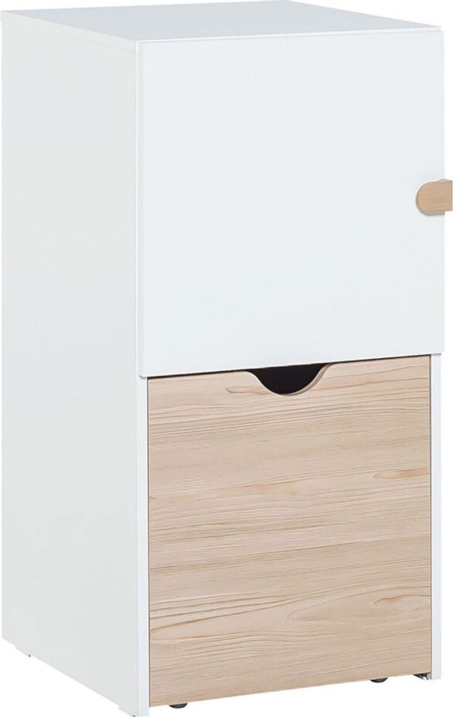 Jugendzimmer - Kommode Skalle 15, Farbe: Weiß / Hellbraun - Abmessungen: 94 x 47 x 49 cm (H x B x T)