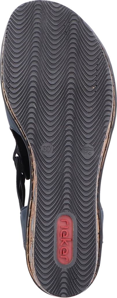 Rieker Damen Sandalette Hochfront Schaftsandale mit Keilabsatz 68175, Größe:42 EU, Farbe:Blau