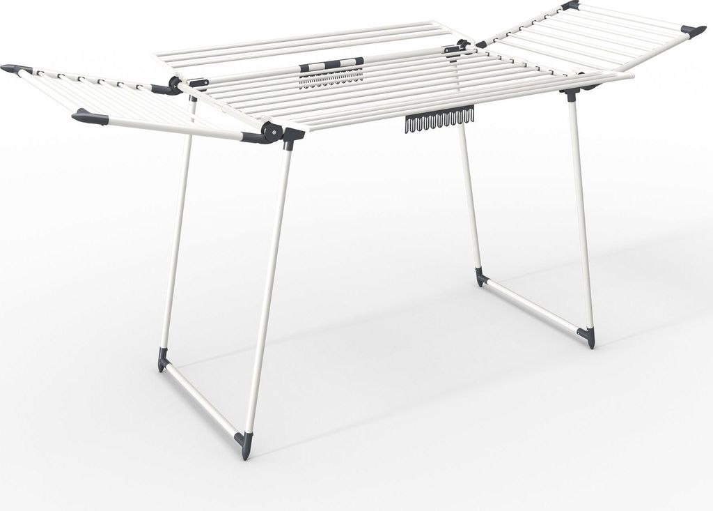 VOUNOT Klappbar Wäscheständer Flügelwäscheständer mit Wäscheklammern, 175 x 92 x 106 cm, Weiß