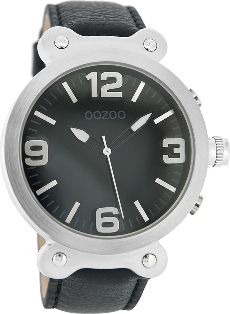 Oozoo Armbanduhr schwarz Leder Vintage Series Damen-Herren Analog-Quarzuhr UOC4158A