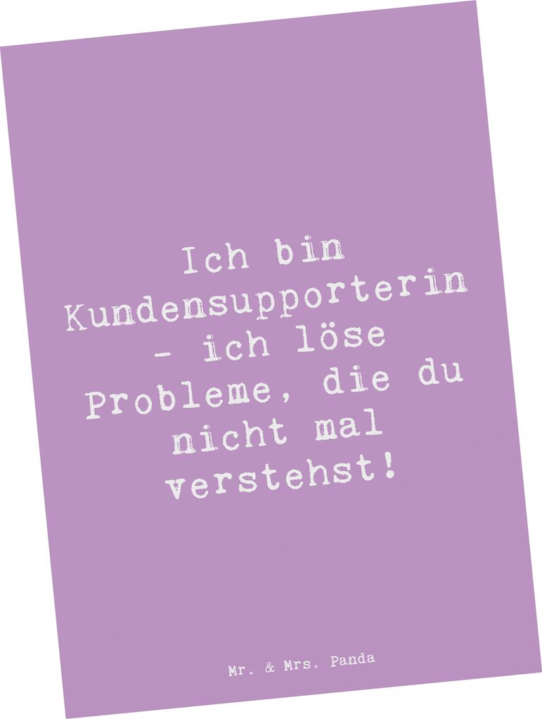 Mr. & Mrs. Panda einzelkarte Spruch Kundensupporterin Heldin - Lavendeltraum - Geschenk, Postkarte, Beruf, Ansichtskarte, Hilfsbereitschaft, Kommun...