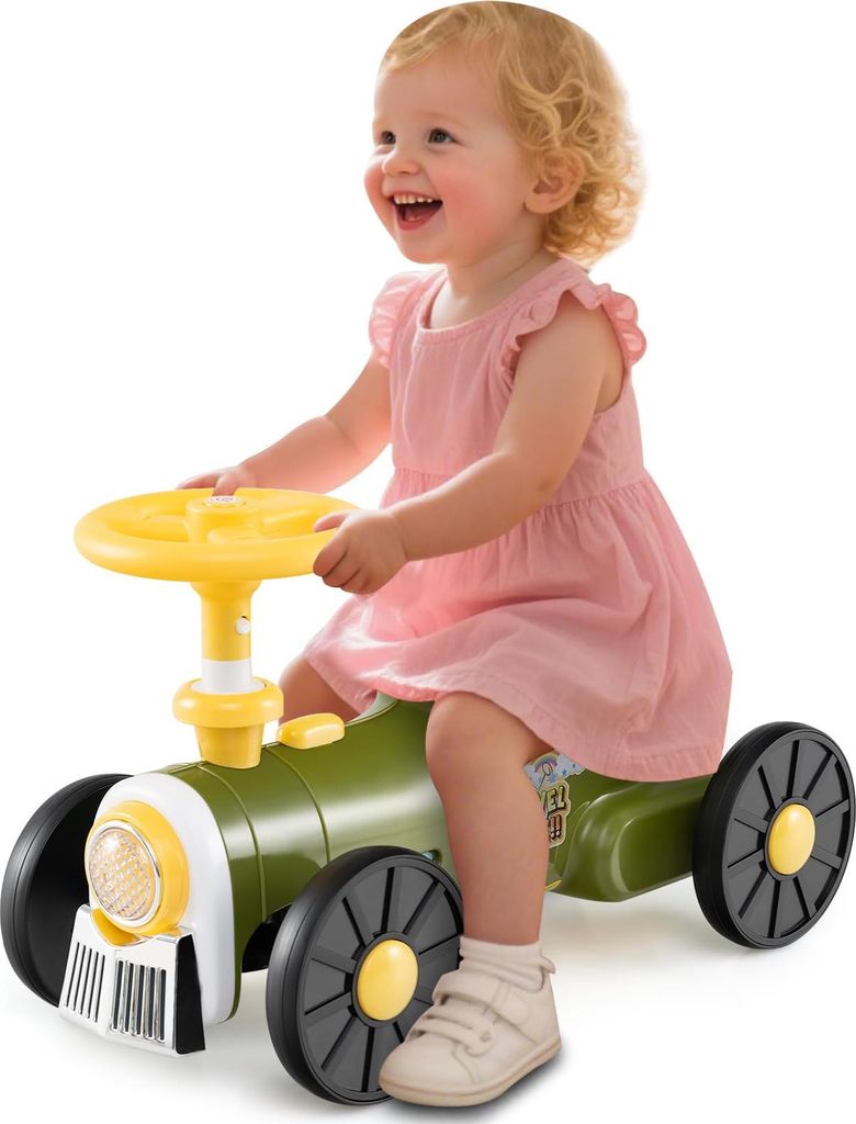 GOPLUS Rutschauto für Kinder, Rutschfahrzeug mit Lenkrad, Zuggeräusche & Stauraum unter dem Sitz, Kinderauto für Kleinkinder von 19-36 Monaten