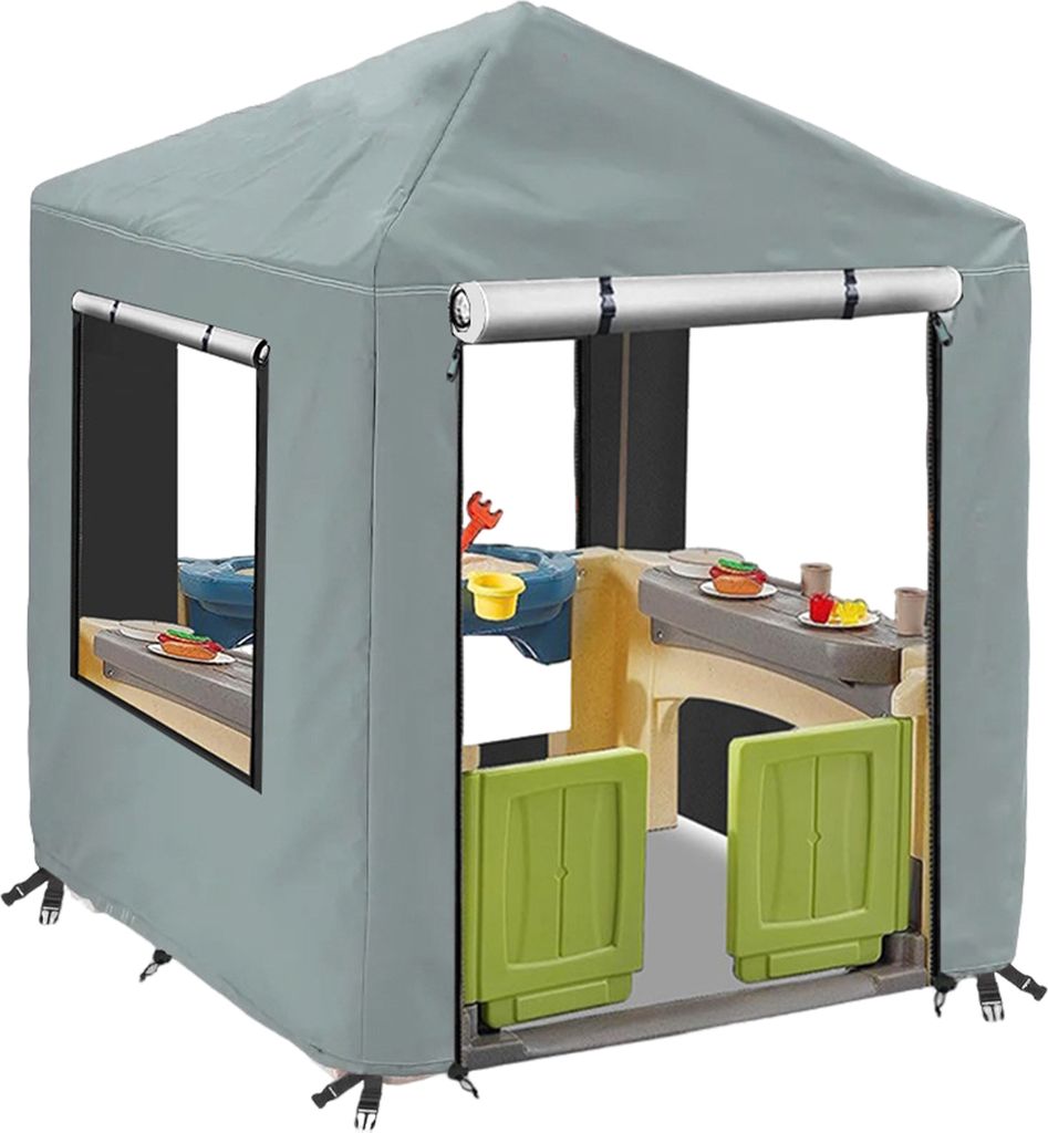 Abdeckung für Kinderspielhäuser im Freien mit Reißverschlüssen, Fenster, wasserdicht, UV-beständig, einfach zu installieren, Schutzabdeckung f...