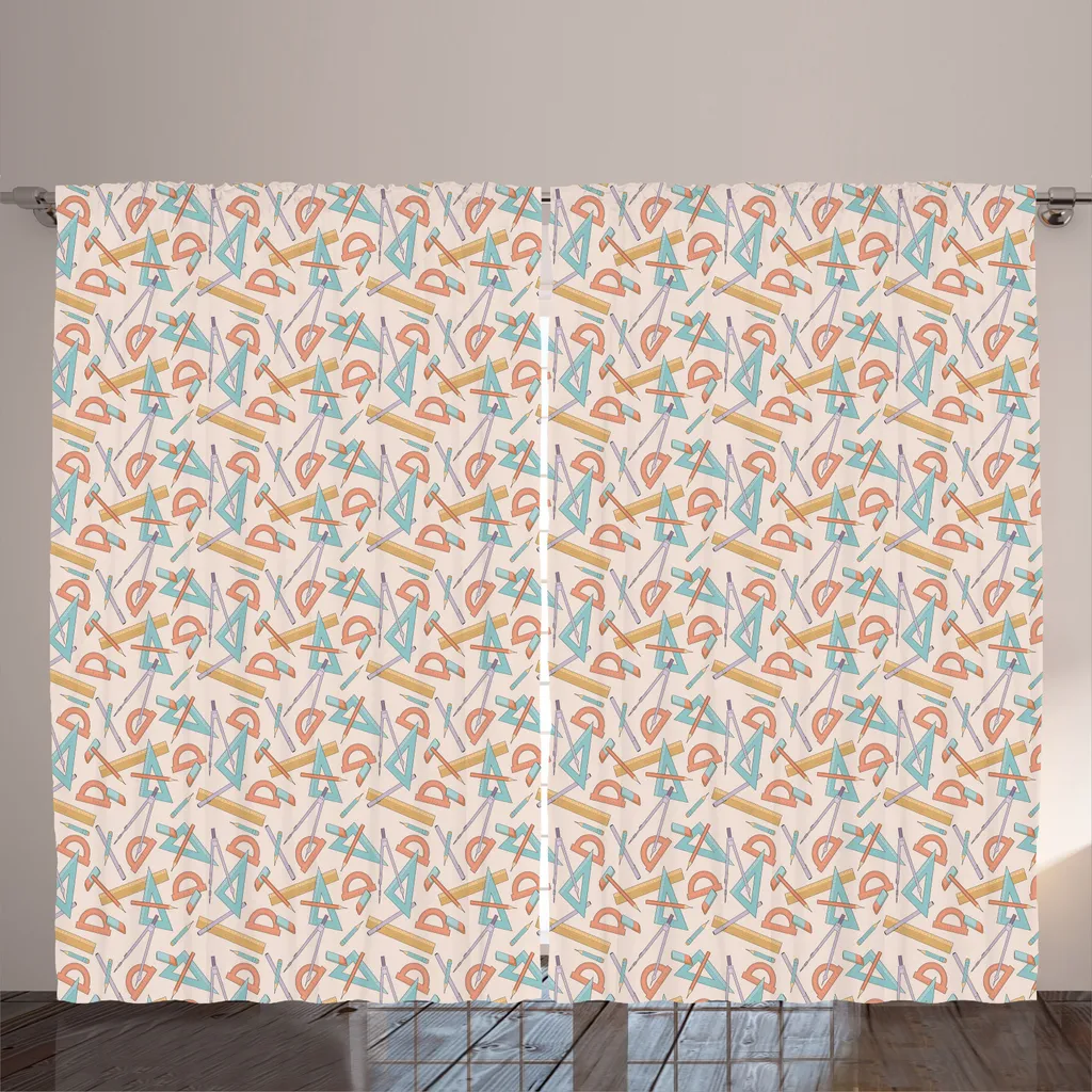 Rideau de Salon Imprimé Outils de Structure 280x225 cm avec Crochets