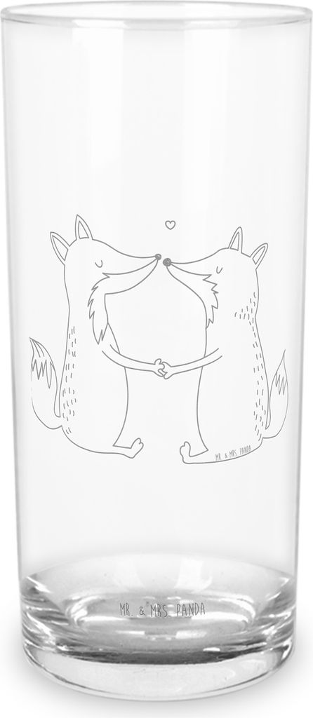 Mr. & Mrs. Panda Glas Füchse Liebe 200 ml - Transparent - Geschenk, Wasserglas, Longdrinkglas, Wasserbecher, Tumbler, Freundin, Cocktailglas, Fuch...