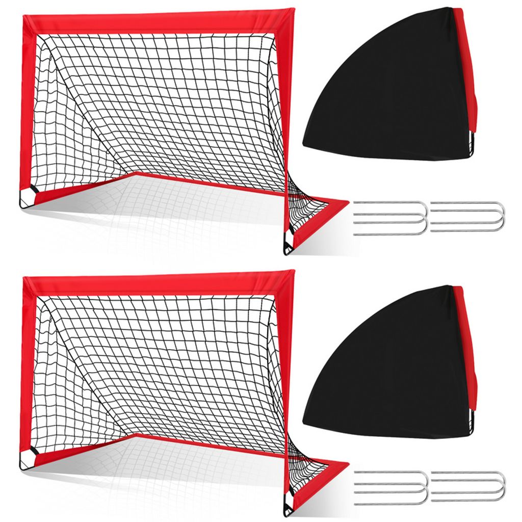 Jopassy Fußballtor 2 Stücke für Kinder, Klappbares Fußballnetz Mini-Fußballtor Falttor 120 x 90 x 90 cm
