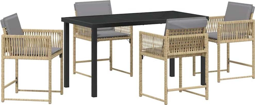 vidaXL Garten Essgruppe 5 pcs Beige Poly-Rattan