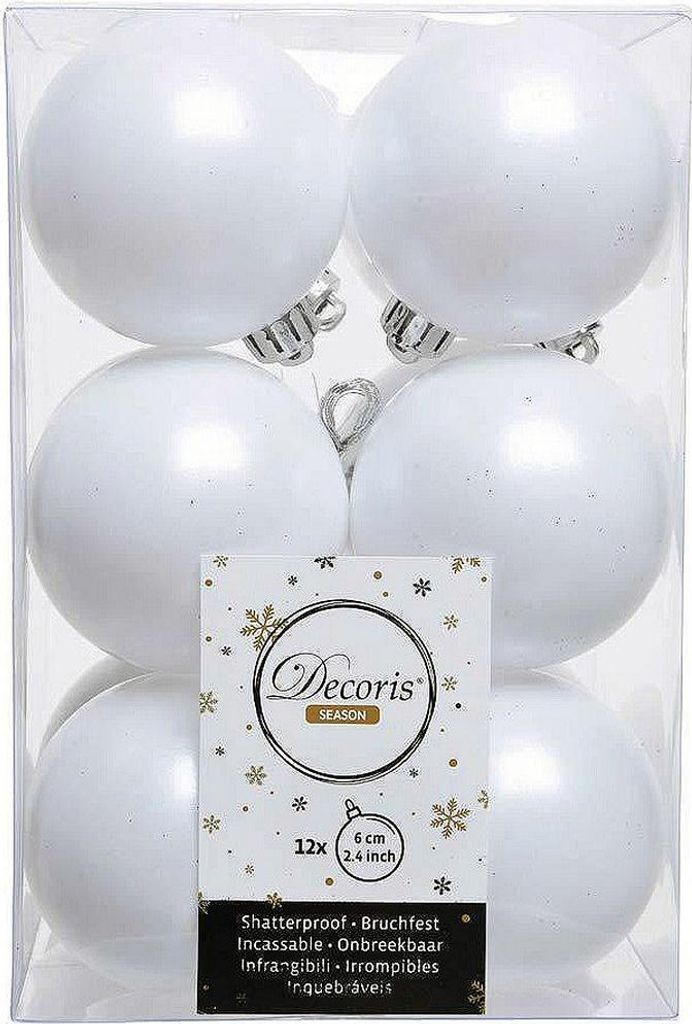Boules Noël Blanches ø6cm Décoration De Noël Classique Et Image du produit 