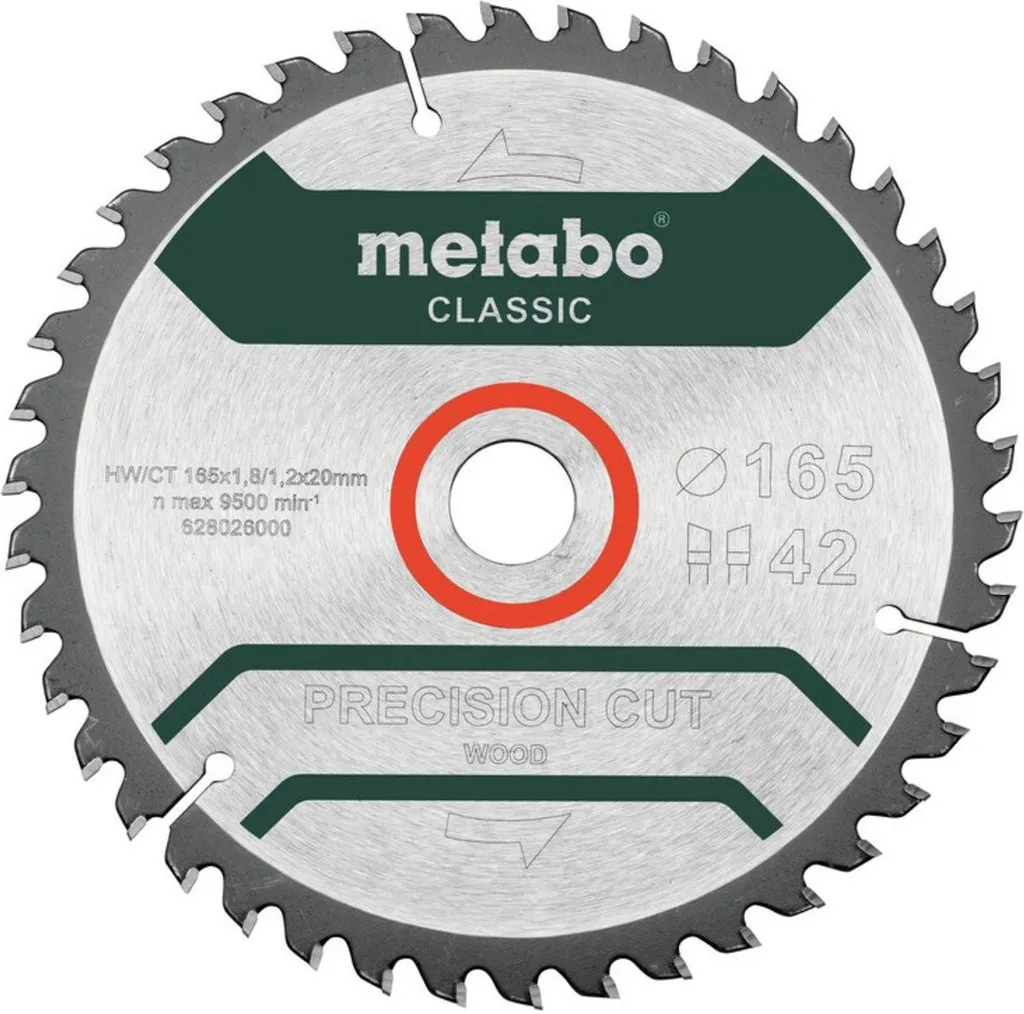 Lama Metabo 165mm 42 Denti 628027000 per Tagli di Precisione Legno