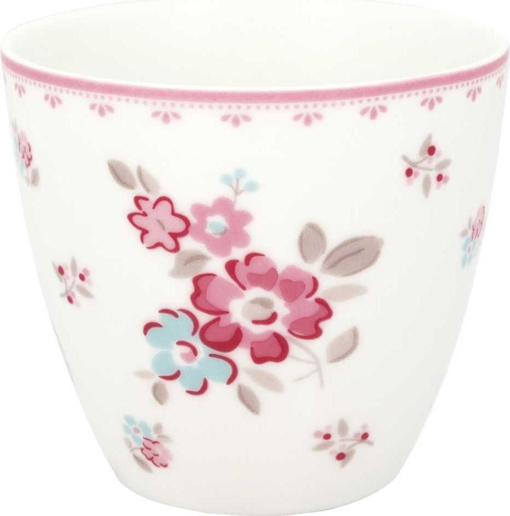 Greengate Latte Cup ELBA Weiß mit Blumen Muster Kaffeebecher 300 ml