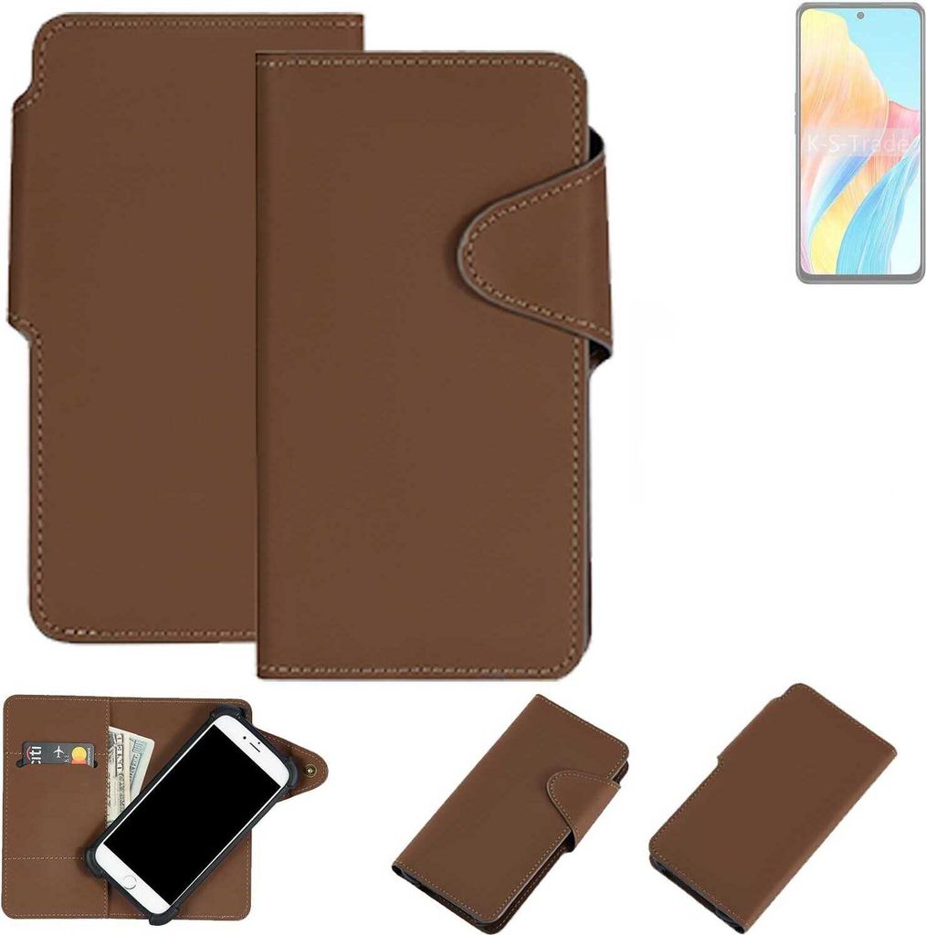 K-S-Trade Schutzhülle Klapphülle Kunstleder kompatibel mit Oppo A1i 5G braun Handy Hülle Wallet Case