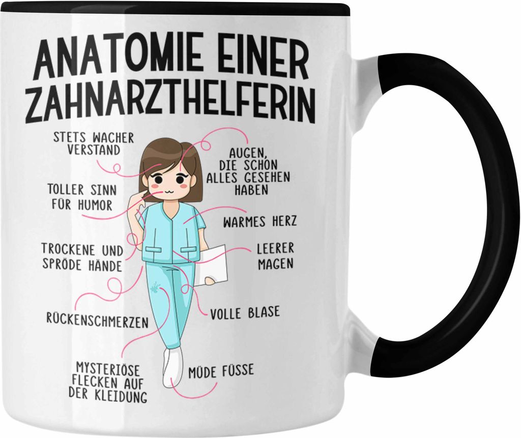 Trendation - Zahnarzthelferin Tasse Geschenk Lustig Zahnarzt Damen Kollegin Geschenkidee Zahnmedizinische Fachangestellte Anatomie Zahnmedizin (Sch...