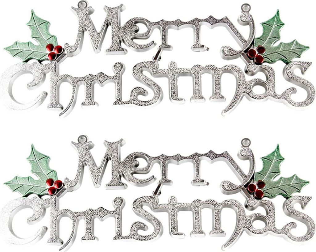 2pcs Frohe Weihnachten Tür Tag Glitter Brief Xmas Party Ornament Festival Nachbildung Nachbildung-Silber ,Größen:Silver 15cm