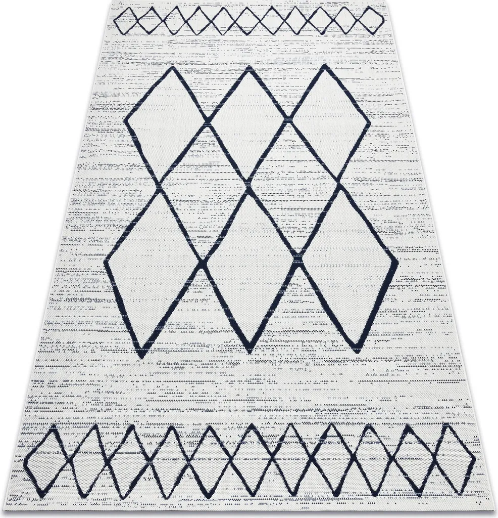 Tapis Sisal 140x200 losanges carrés 47272/396 - Blanc naturel élégant