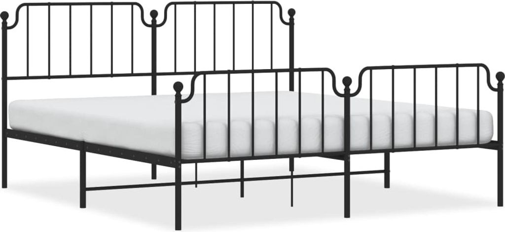 Bettgestell mit Kopf- und Fußteil Metall Schwarz 183x213 cm