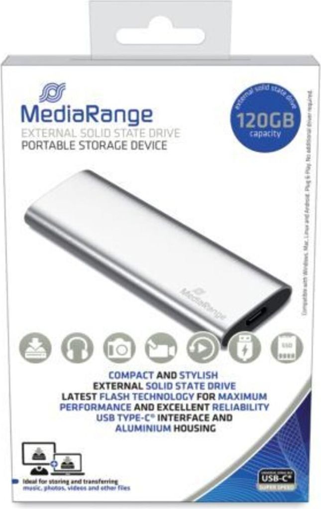 120 GB, Externe SSD (silber, USB-C 3.2 Gen 2 (10 Gbit/s))