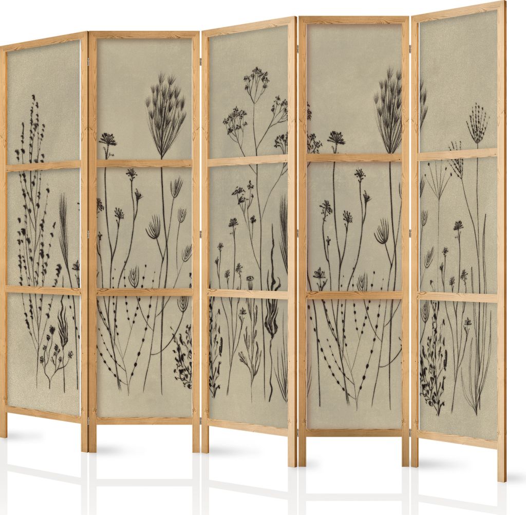 Paravent XXL 225x172 cm 5-teilig einseitig eleganter Produktbild 