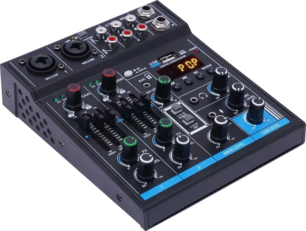 Mixer 4 Canali Bluetooth USB per Podcast e Streaming: Audio Cristallino