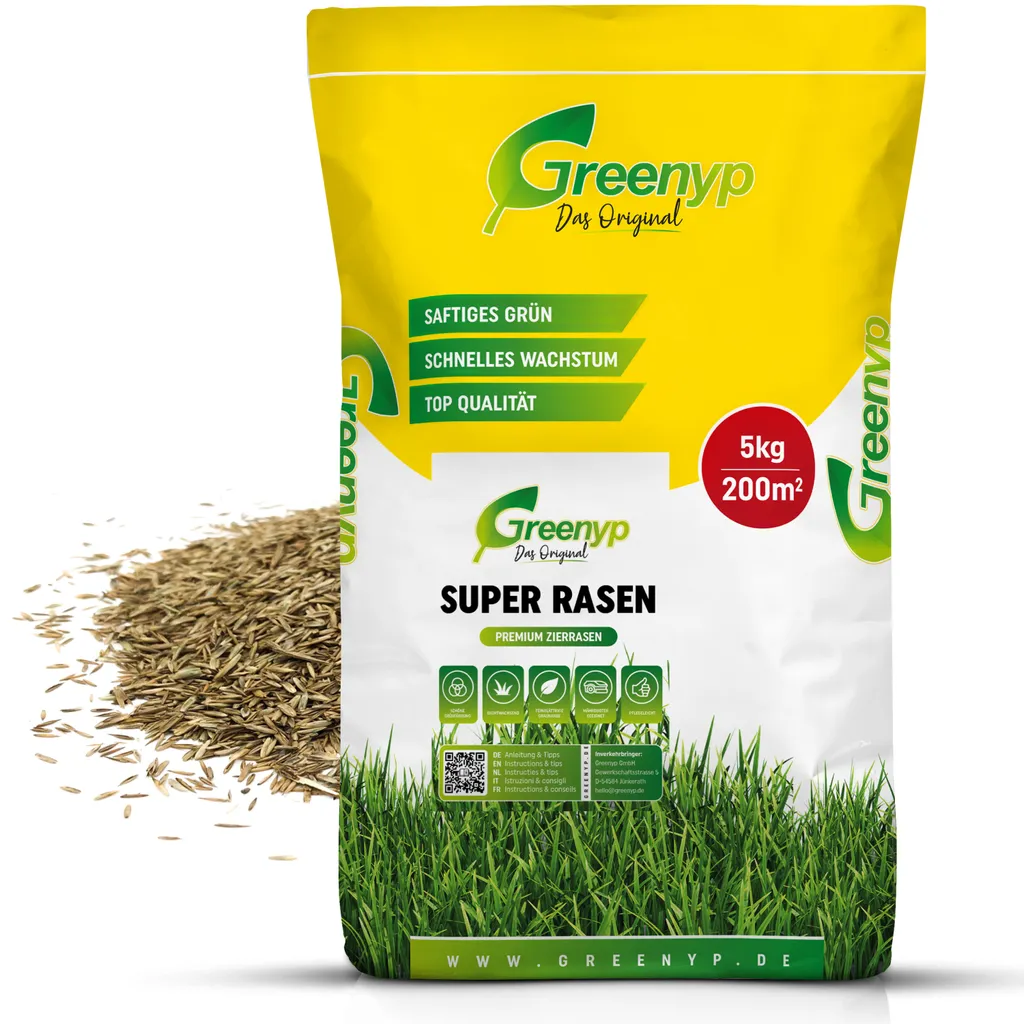 Pelouse d'Ornement pour Grand Jardin : Gazon de Rêve Greenyp 5kg et 200m²